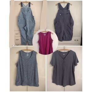 Duluth Trading Overalls Lot XXL Nylon Short Railroad Striped Tank Top L XL